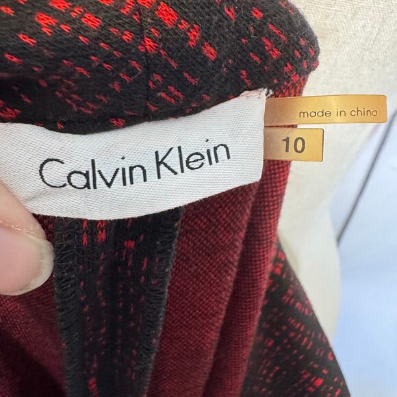 Calvin Klein Red Black Cowl Neck Short Sleeve Shift Dress Size 10 - Picture 6 of 8